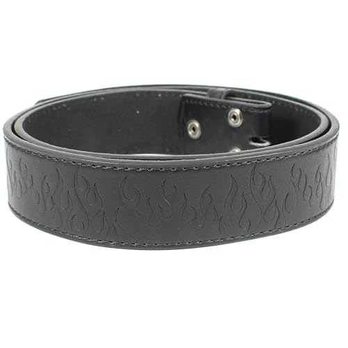 Barbed Flames Embossed Leather Belt Strap Without Buckle 1.5
