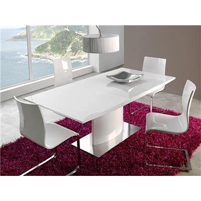 Kasalinea Table de Salle à Manger Extensible Blanc laqué Design ICARE-L 200 x P 90 x H 76 cm- Blanc