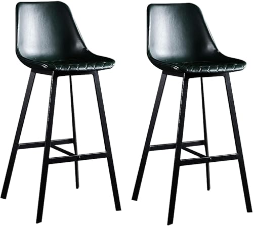 Tabouret de bar lot de 2 rétro style ferme en similicuir rembourré assise à carreaux noirs