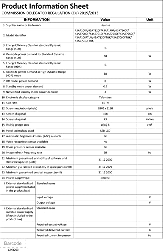 HISENSE 43A7100FTUK 43-inch 4K UHD HDR Smart TV with Freeview play, and Alexa Built-in (2020 series), Black