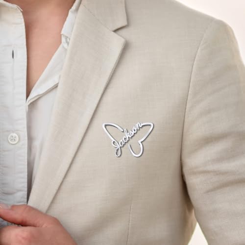 Image of Custom Lapel Pin for Women Men - Name Brooch Pin Personalized Stainless Steel for Wedding Business Party - Gold /Silver /Black Customized Jewelry Gifts