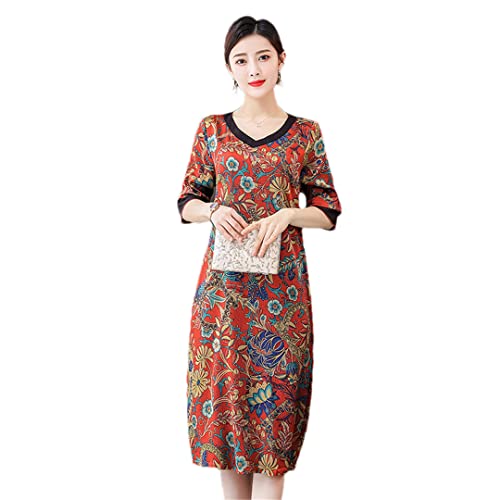 Robe midi moulante florale jaune et rouge pour vos terrasses d'été