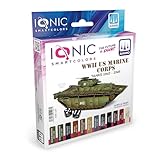 IONIC Smart Colors AMMO by Mig Jimenez Set de véhicules USMC 1942 1945, 12 couleurs essentielles 20 ml pour chaque bouteille, finition mate, à utiliser avec pinceau ou aérographe, modèle IONIC 1207