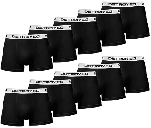 DSTROYED ® Boxershorts Herren 10er Pack S-5XL Unterhosen Männer Unterwäsche Men (L, 515b 10er Set Schwarz)