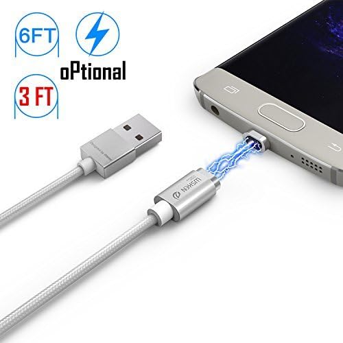 Magnetic Micro Mini 2 Cable, iKNOWTECH Extra Long 6.5 Feet/2M Android Version LED Display USB Sync & Charge Cable for Samsung Galaxy S4 S5 S6 S7 Edge Plus, HTC, LG, Tablet &Other devices (6.5 Feet/2M)