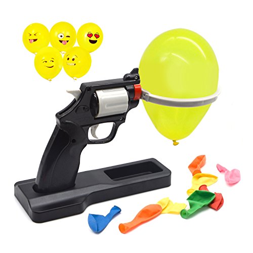 JellyDog Balloon Party Roulette Pistol Toy Bang Lucky Game Harmless Gag Toy Set for Teenager Kids(Five Emoji Expression Balloon for Free)