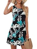 MOLERANI Women's Casual Swing Simple T-Shirt Loose Dress, Blue Green Plantain, L