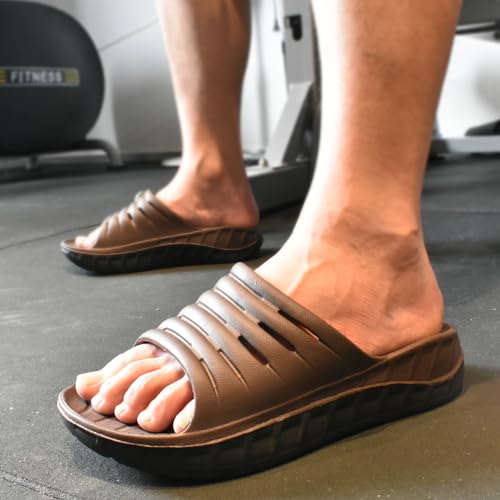 Image of GPOS Mens Sport Recovery Sandals Plantar Fasciitis Thick Cushion Slides Sandals Lightweight Comfort Orthotic Slippers
