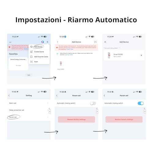 Interruttore Differenziale Magnetotermico Wifi Con Riarmo Automatico E Display, Tipo A Curva C 30Ma 220V, Corrente Nominale Regolabile 20-40A, 2 Moduli Din, App Tuya Smart Life - 6