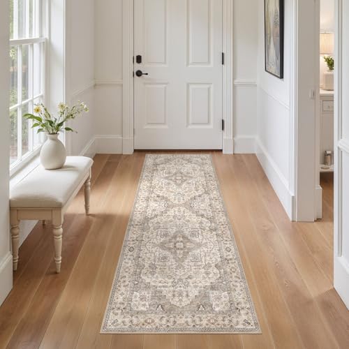 EIEIHOUSE 2x6 Area Rug Washable Vintage Rugs for Hallways Brown/Multi