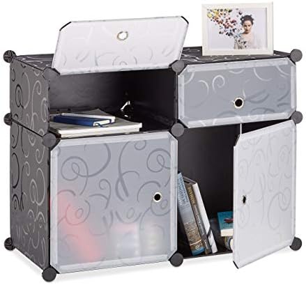 Relaxdays Estantería Modular con 4 Compartimentos, Negro, 32x96x65 cm
