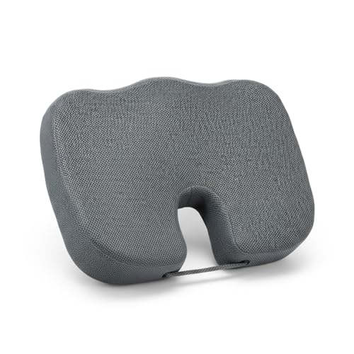 Image of amazon basics Memory Foam Coccyx Seat for Chair & Car | U-Shape Comfort Support for Office Seating & Driving | Breathable Design with Anti-Slip Base - Grey