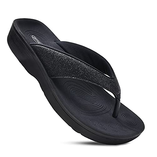 AEROTHOTIC Comfy Arch Support Flip Flops for Women Orthopedic Slip on Sandals
