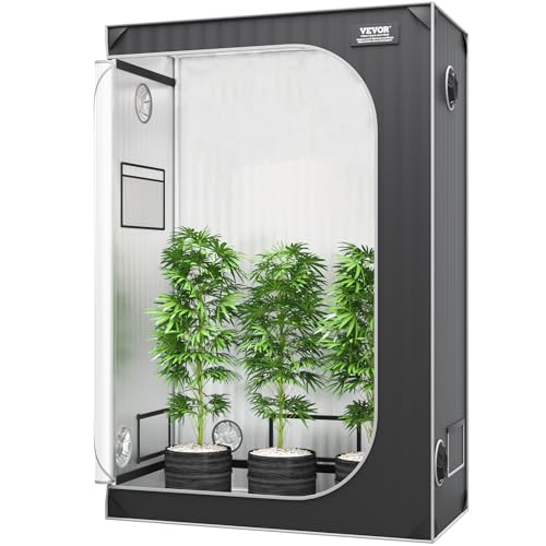 VEVOR 2x4 Grow Tent, 48'' x 24'' x 72'', High Reflective 2000D Mylar Hydroponic Growing Tent with Observation Window, Tool Bag and Floor Tray for Indoor Plants Growing