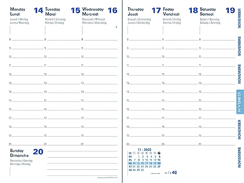 Quo Vadis 0041296Q Agenda AFFARI Multilingua Anno 2025 Formato 10x15 cm Settimanale 13 Mesi Dicembre-Dicembre Carta Bianca Ricambio Agenda Blisterato Copertina in Cartone Bianco Riciclato