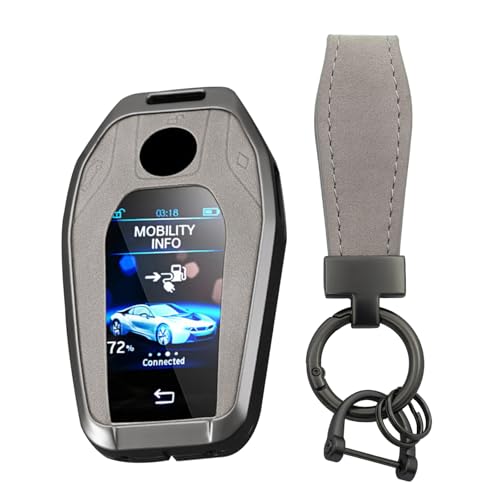 Coque de clé de voiture compatible avec BMW G30 G11 GT étui alliage zinc gris T