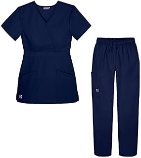 Sivvan Women's Scrub Set - Multi Pocket Cargo Pants & Stylish Mock Wrap