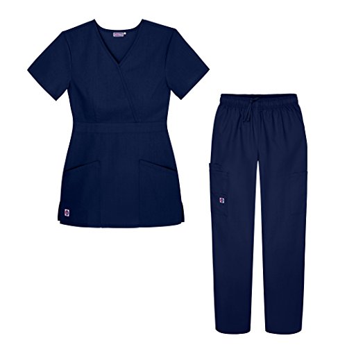 Sivvan Women's Scrub Set - Multi Pocket Cargo Pants & Stylish Mock Wrap