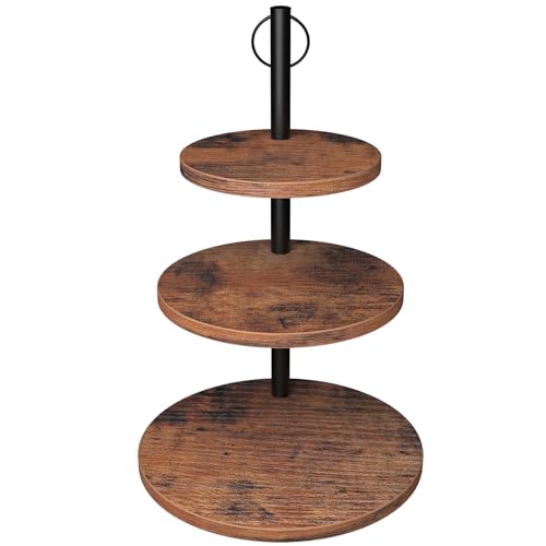 LZelriy Cupcake Stand 3 Tier Cake Stands Rustic Wood Cupcake Tower Round Tiered Tray Stand for Dessert Table Display Industrial Wooden Serving Stand Wedding Graduation and Baby Shower