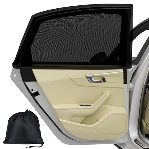 Vincona Sonnenschutz Auto Baby(2-Stück) Nachhaltiges & Hochwertiges Atmungsaktive Universal Sonnenblende Auto Kinder Seitenscheibe Schutz vor UV-Strahlen Sonnenlicht und Mücken47 x 29.5XL