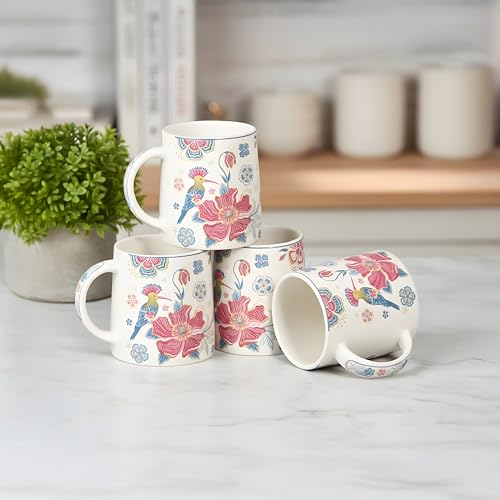 Image of miah decor Ceramic Tea Coffee Cups Set Matte Printed Small Chai Mug Drinkware Microwave Safe for Home & Restaurant-300 ml (MD-747)