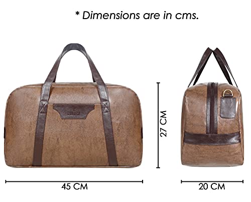 Image of The Clownfish Romer 27 litres Unisex Faux Leather Travel Duffle Bag (Brown)