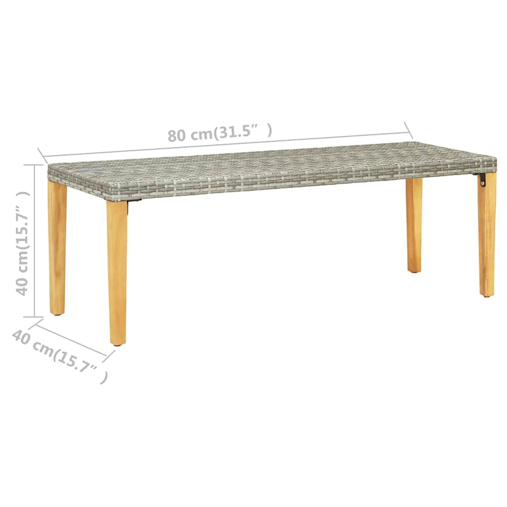 Ławka ogrodowa 80 cm polirattanowa szara