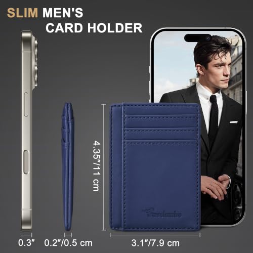 Image of Travelambo Slim Wallet Front Pocket Minimalist Leather RFID Blocking Medium Size
