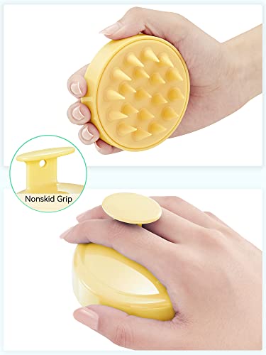 Image of HEETA Scalp Massager with Soft Silicone Bristles - Promotes Hair Growth, Exfoliates Scalp, Removes Dandruff, and Enhances Shampoo Cleansing, Yellow