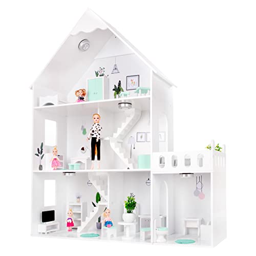 Green Series Puppenhaus Holz Groß, Barbie Puppenhaus - Puppenhaus Holz version mit mintgrünem Zubehör, 38 Zubehörteile… – Bild 7