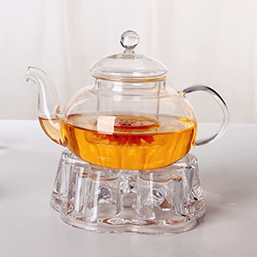 Tetera de vidrio de borosilicato con base de corazón elegante juego de 2 5