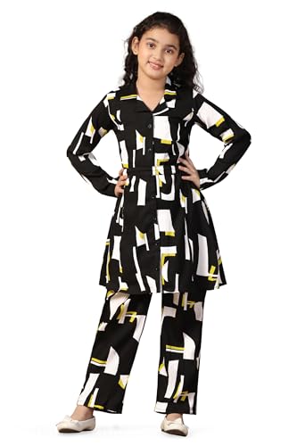 Image of Fashion Dream Girl's Rayon Abstract Printed Clothing Set|Co-ord Set|Casual Wear|Coordinate Outfit for Girls
