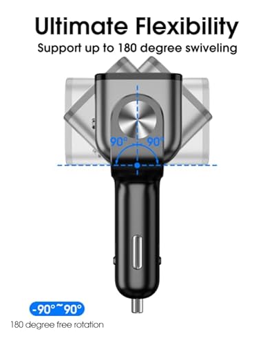 Usb C Car Charger, Buvaye 2-Socket Cigarette Lighter Splitter With 12V/24V Dual Pd30W & Qc3.0 Fast Charging, Cigarette Lighter Adapter Separate Switch Led Voltage Display For Phone, Gps, Dash Cam #TOP4
