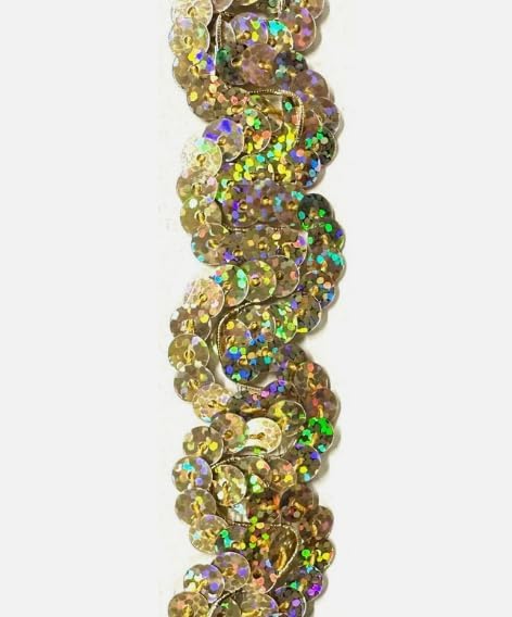 Generic 1 Pcs 1"" Gold Multi Scroll ""S"" Sequin Trimming 10 Continuous Yards -Rk5
