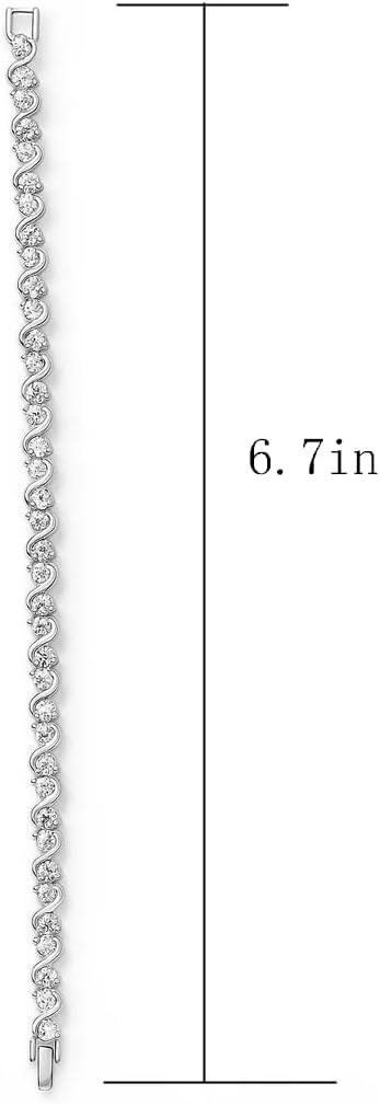 FAIRY COUPLE Elegant S-Wave Tennis Bracelet for Petite Women, 6.7 Inch 18K White Gold Plated with 3mm CZ, Slim Fit Anniversary Jewelry Gift B93 - Image 3