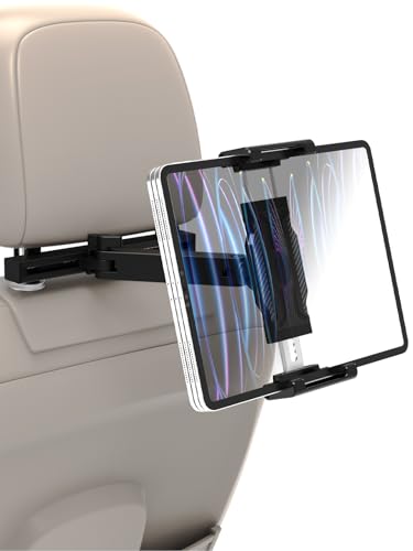 LYFlCCS Tablet Holder Headrest Car Mount with Flexible Arm Special for iPad Pro 12.9, Long Trip Back Seat Mount Fit Thickness Case for iPad air, Mini, Galaxy Tab and More 6-15.6