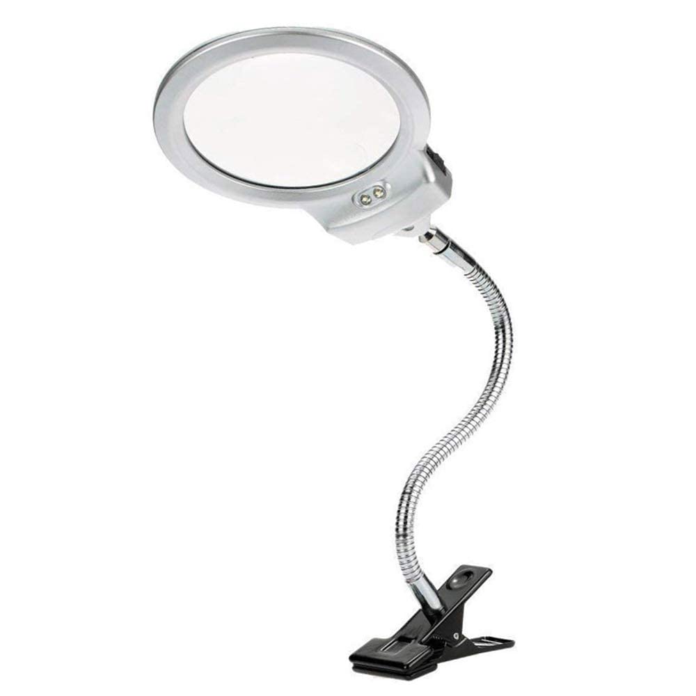 Lente di ingrandimento Lente di ingrandimento Morsetto con clip luminosa Alta chiarezza Regolabile Portatile Durevole Artigianato per saldatura Cucito Assemblaggio Riparazione lenti di ingrandime