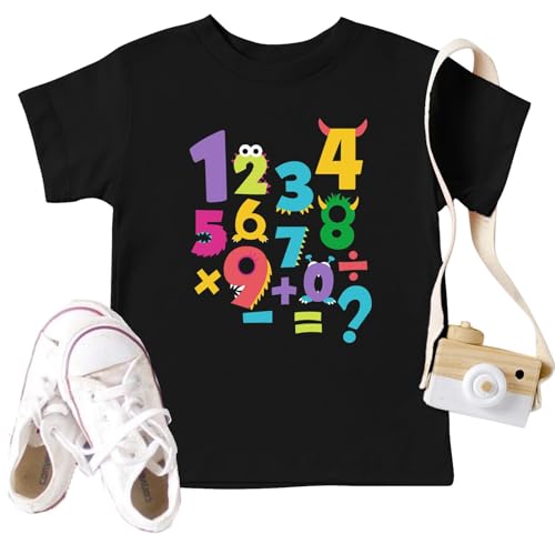 hohololo Number Day T Shirt Kids Maths T Shirts for Kids Number Day Costume Girls Boys Crew Neck T-Shirts (Black2,6-7 Years)