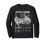 Star Wars TIE Fighter Blueprint Schematics Long Sleeve T-Shirt