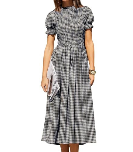 RIHOAS Womens Shirred A-Line Midi Dress Summer...