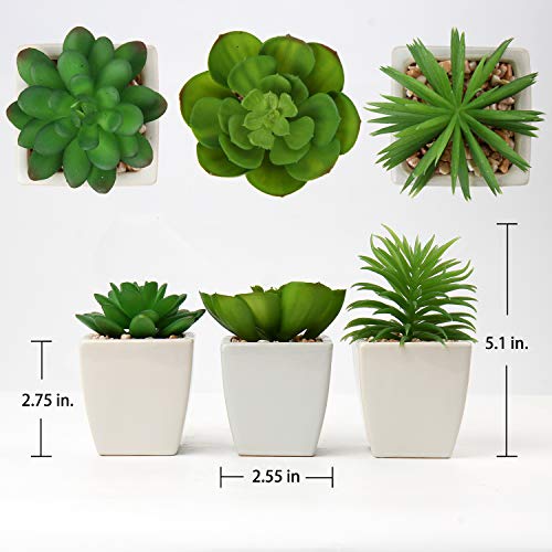 Briful 3Pcs Fake Succulents For Farmhouse Tiered Tray Decor Smaller Artificial Potted Plants Faux Plants Indoor Bookshelf Decor House Plants Tabletop Decor In White Ceramic Pot #TOP1