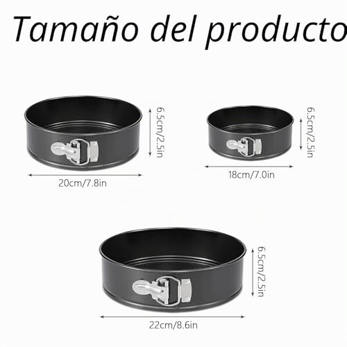 Miniatura 2 de Yxhzvon 3 Piezas Moldes Para Pasteles Redondos, Molde Para Pasteles Redondo De 18 20 22 Cm, Juego De Moldes Antiadherentes De Acero Inoxidable Para Repostería, Pasteles De Mousse Negro