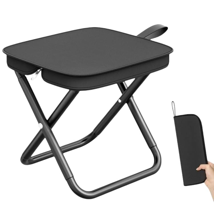 SilverChry Folding Stool, Folding Chair Camping, Portable Folding Stool with Carry Bag, Folding Stools for Outdoor Activities such as Fishing, Hiking, Camping, Supports 180 kg