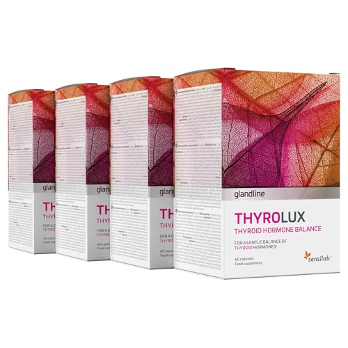 Thyrolux - Thyroid - Iodine Tablets - L-Tyrosine, Iodine, Selenium, Magnesium, Royal Basil, Schisandra, Zinc, Manganese - Nutrients and Minerals of Plant Origin - 240 Capsules - Sensilab