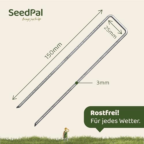 SeedPal Erdanker aus Stahl (50 Stück) - Verzinkt - 150 x 30 mm, Ø 3 mm – Ansicht 2