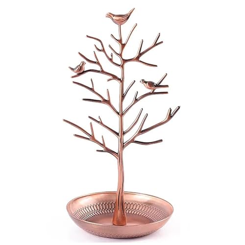 TRIXES Support d'arbre à bijoux en bronze antique – Oiseaux vintage – Accrochez vos bijoux – Tour de rangement suspendue