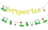 MEMOVAN Golf Birthday Banner Garland Let's Par-Tee Banner Golf Theme Retirement Banners Golfer Happy Birthday Garland for Golfer Lover Men Sports Par-Tee Time Party