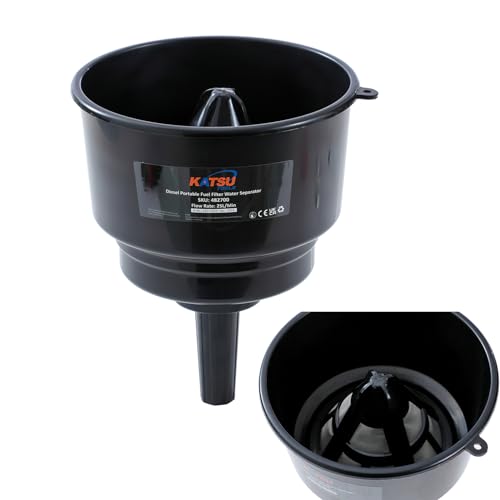 KATSU Tools Entonnoir Filtrant Séparateur d'Eau Diesel 21cm, Jusqu'à 20L, pour Véhicules 482700