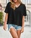 Cicy Bell Womens Summer V Neck T Shirts Casual Short Sleeve Flowy Tops Cute Loose Fit Basic Tees Black