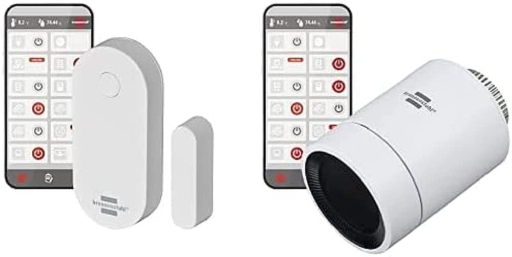 Brennenstuhl Connect Zigbee Tür- und Fensterkontakt TFK CZ 01 (Smart Home, kostenlose App) & Zigbee Heizkörperthermostat HT CZ 01 (Smarter Thermostat, kompatibel mit Alexa und Google Assistant)